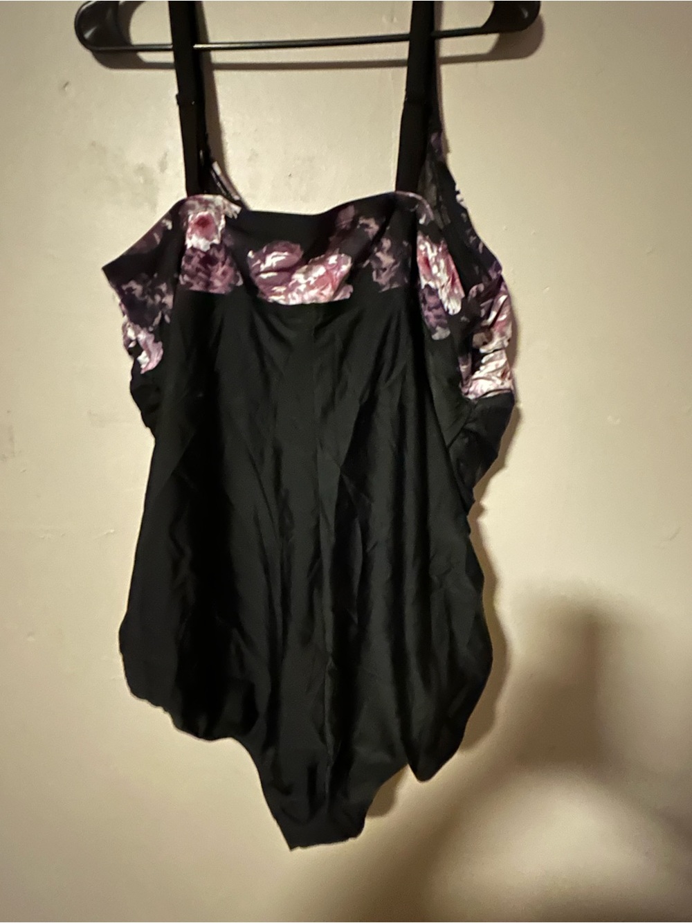torrid Black One-Piece Swimsuit with Purple Floral Bust - Picture 3 of 4